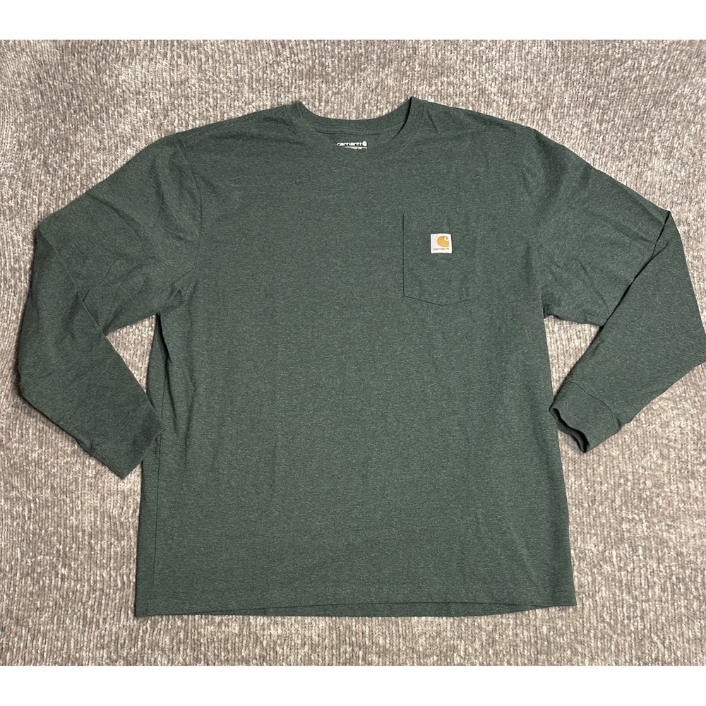 Carhartt K126 Heavyweight Long Sleeve Pocket T-Shirt Mens XL Hunter Green